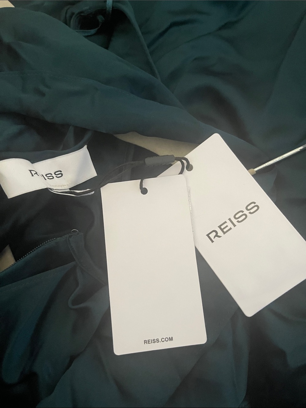 Reiss Teal Green Sleeveless Maxi Dress with Draped Back Panel - Picture 9 of 12